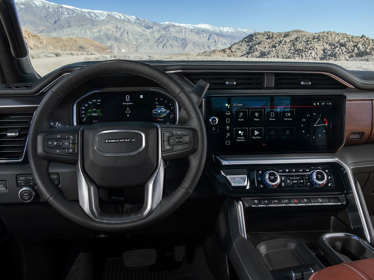 Driver's Seat View of the 2026 GMC Sierra HD Denali Dashboard and Display Infotainment Screen