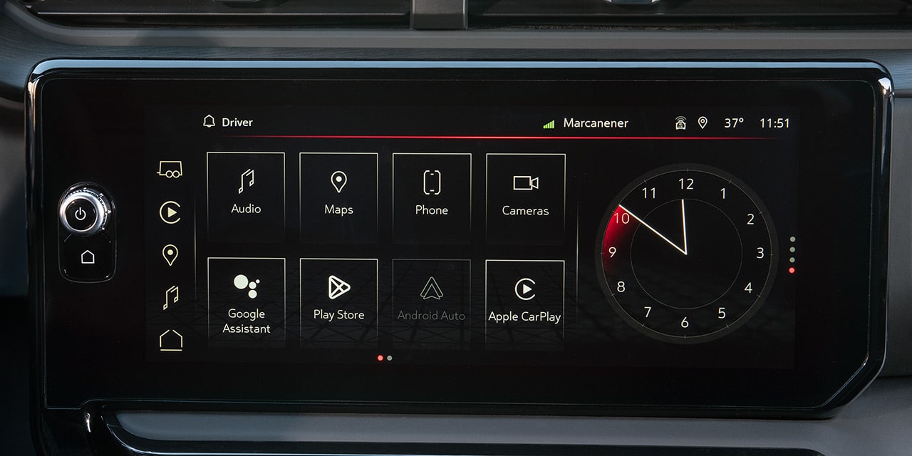 Close-up View of the Infotainment System with Android Auto in Use in a 2026 GMC Sierra HD Denali Luxury Truck