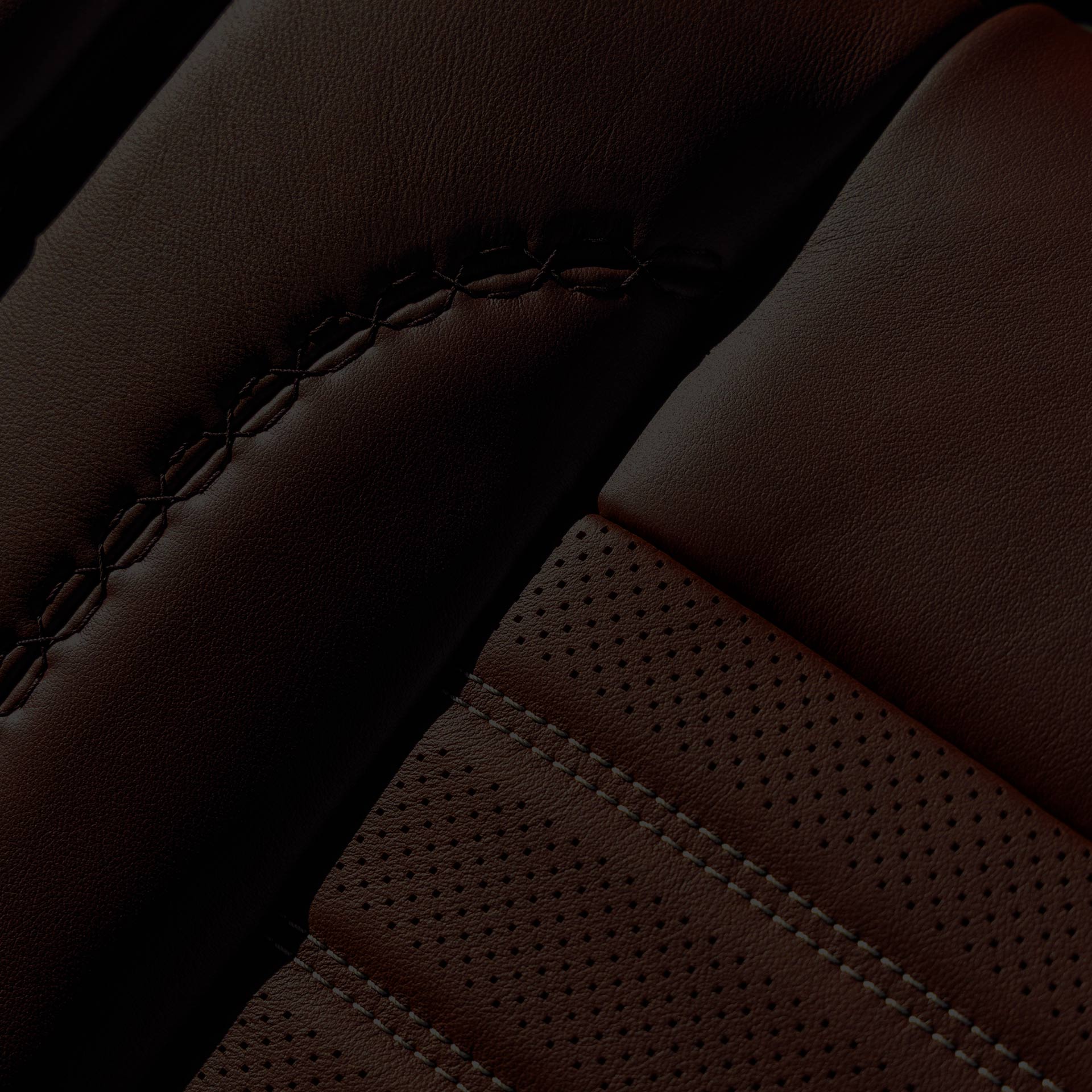 Close-up of the 2026 GMC Sierra HD Premium Seat Materials with "View Interior" Text Overlay