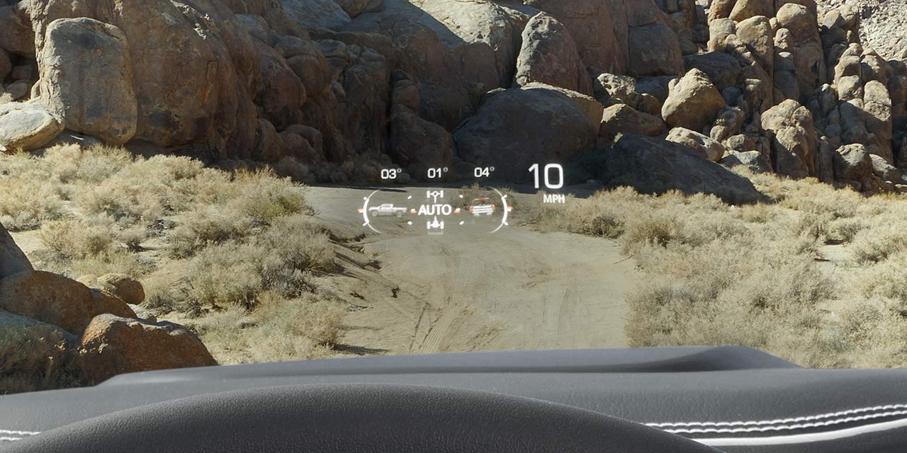 Close-up View of the Heads Up Display Feature in Use in a 2026 GMC Sierra HD