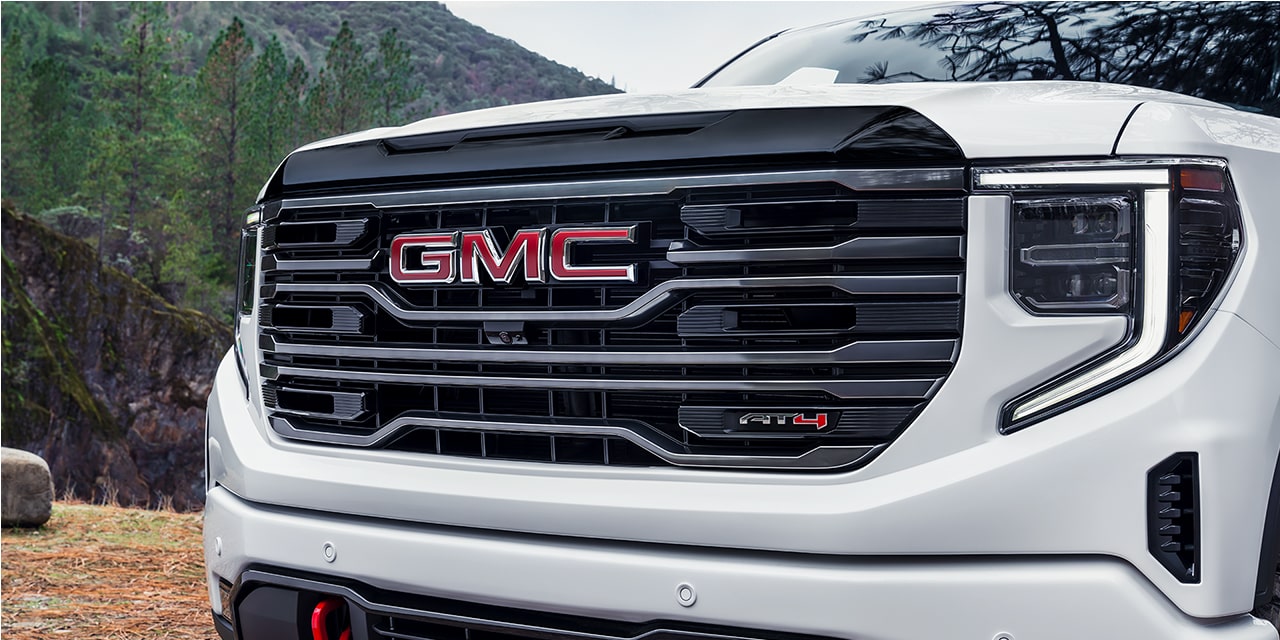 Close-up of the 2026 GMC Sierra AT4 Front Bumper and Grille