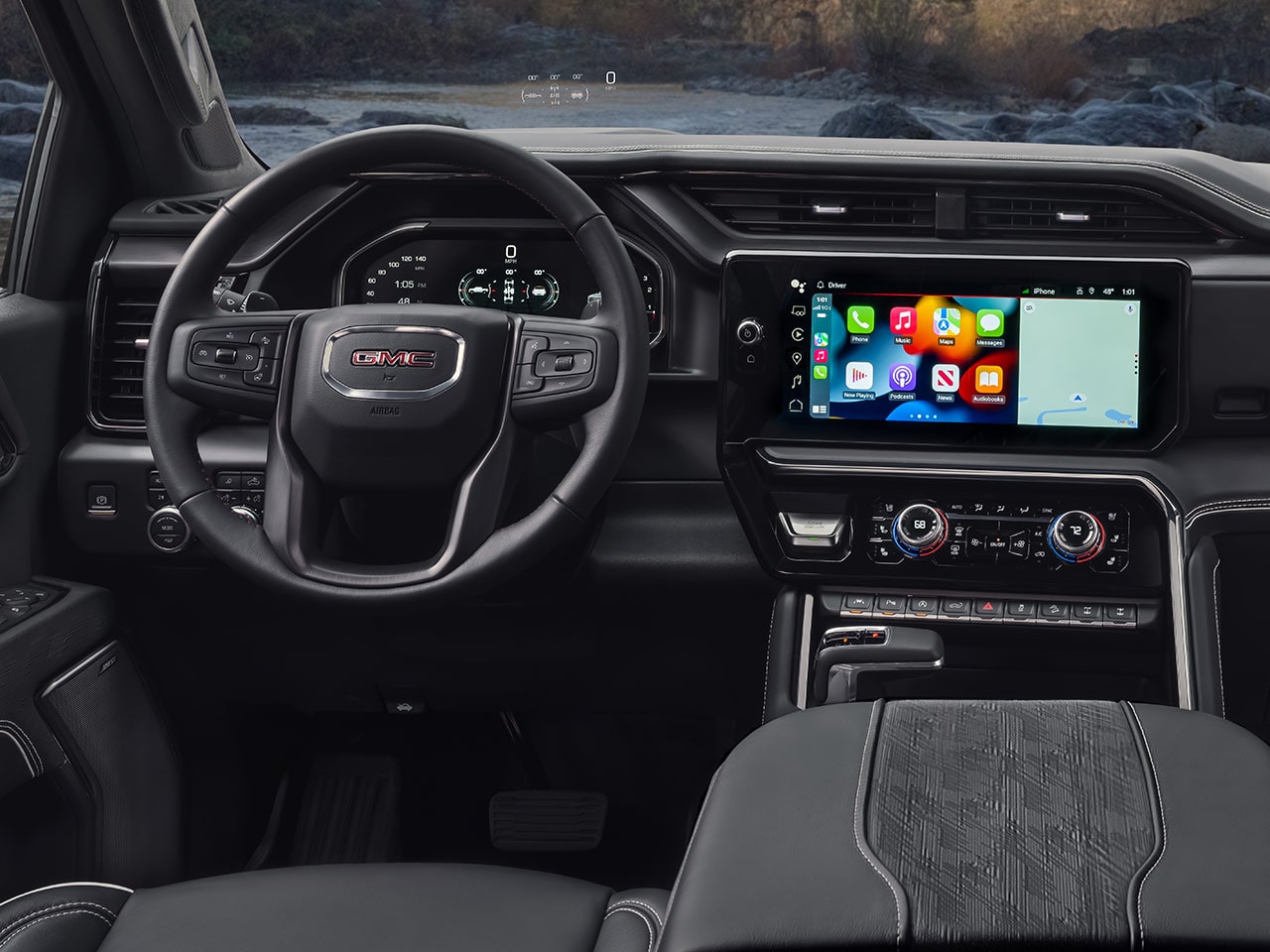 Interior View of the Infotainment System in the 2026 GMC Sierra AT4 Off-Road Truck