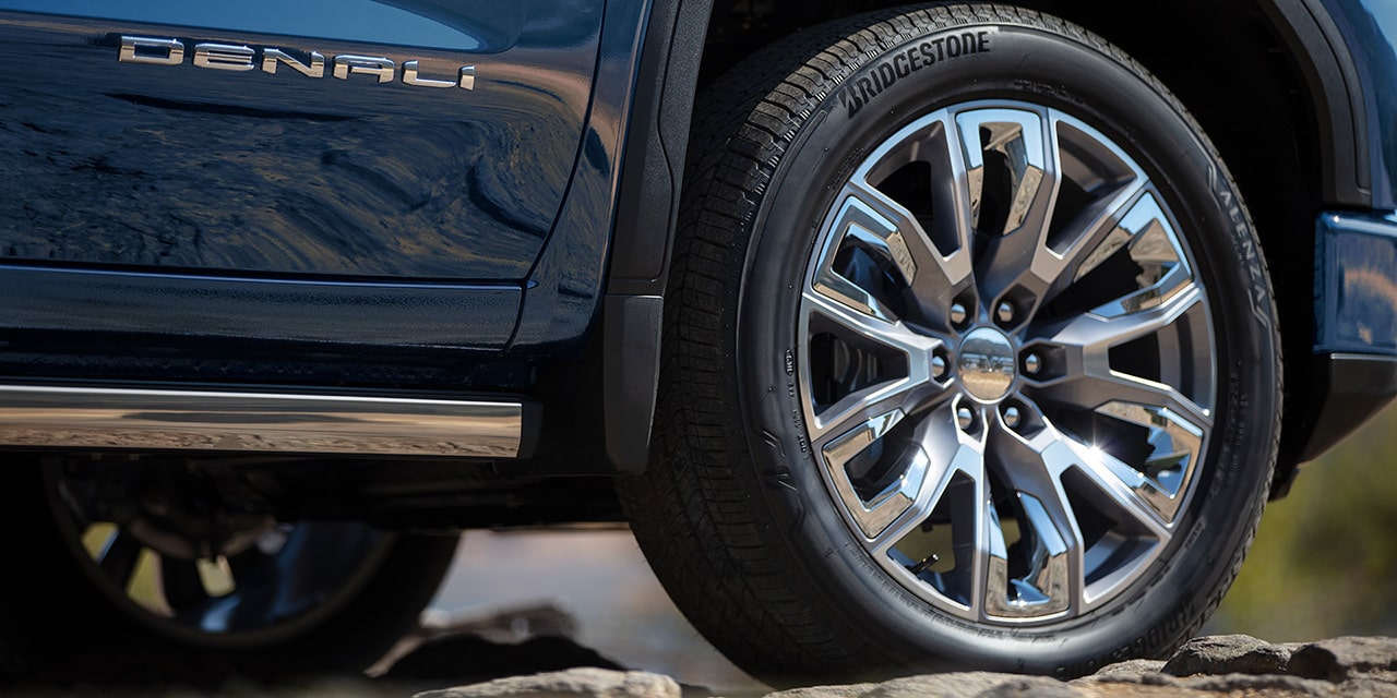 Close-up of the GMC Sierra Denali Wheels and Rims