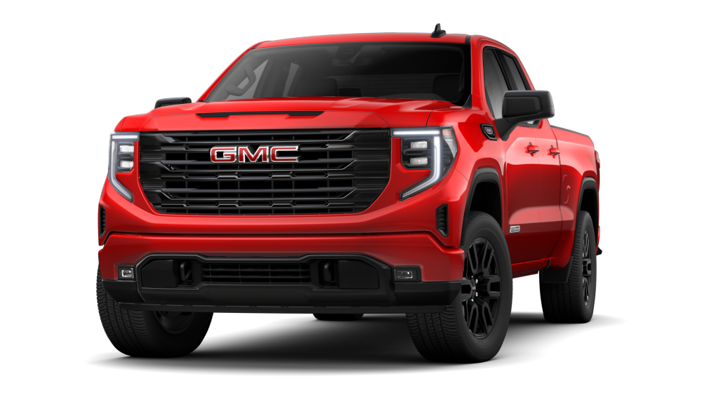 Front Three-Quarters View of a Cardinal Red 2026 GMC Sierra Elevation Pickup Truck